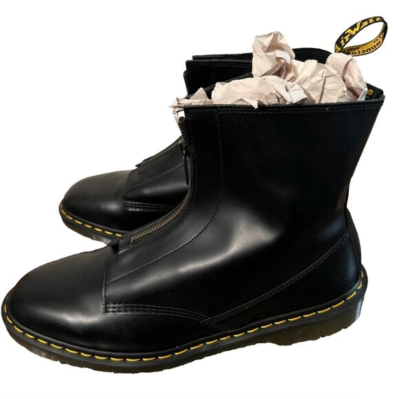 NEW Dr Martens Black Leather Boots Cabbott Polished Smooth Zip Up Men's 14 - Picture 3 of 8